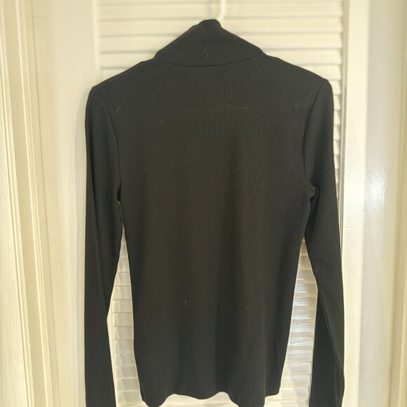 J. Crew Black Ribbed Turtleneck with Gold Buttons - Picture 3 of 8